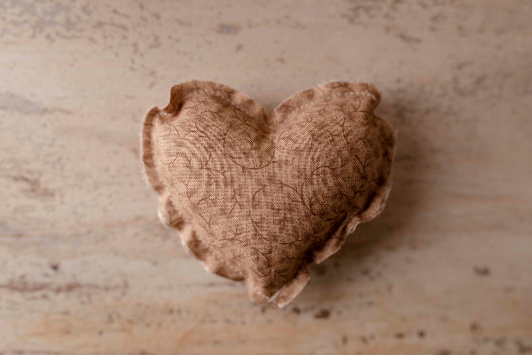 Tan Floral Mini Heart